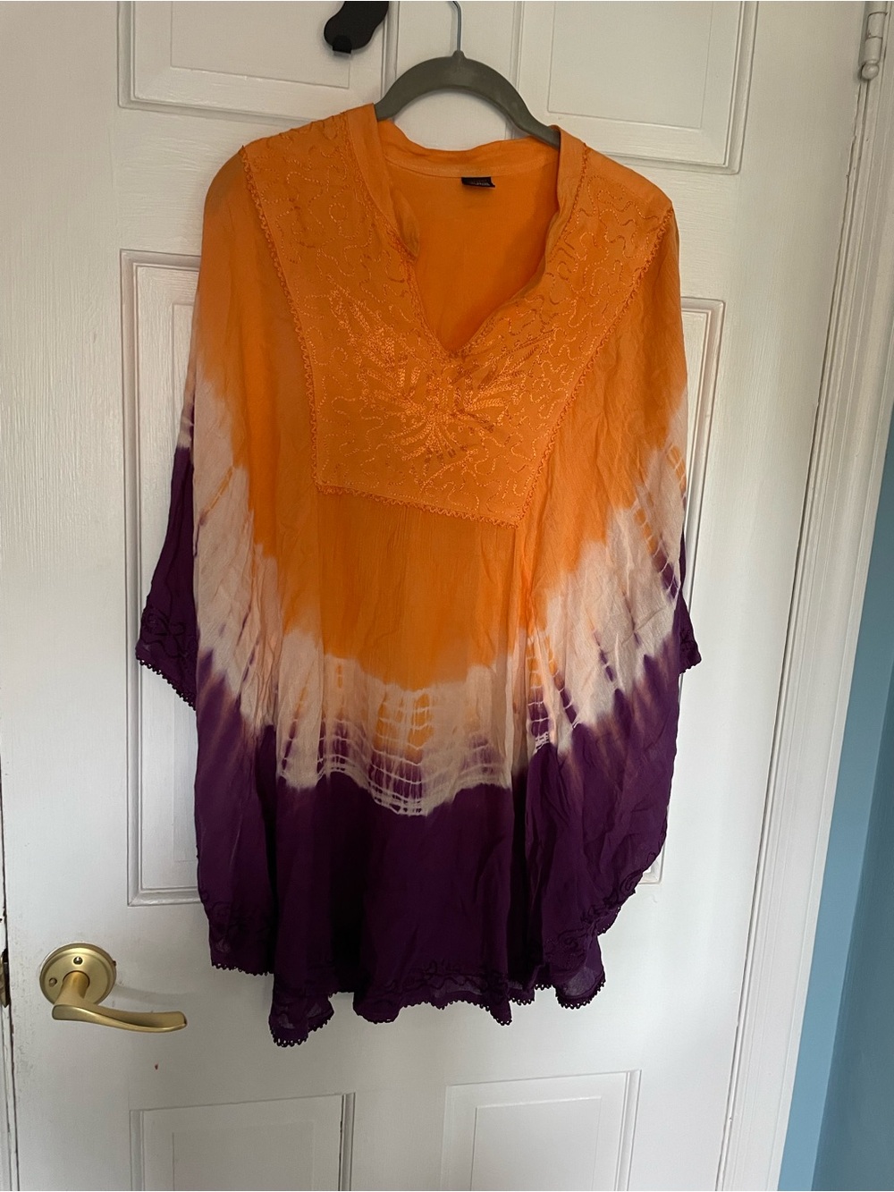 Vintage 90s jackpot Orange, White & Purple Tie-Dye beach cover up